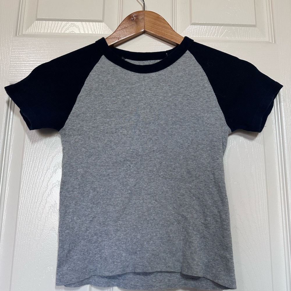 Casual Gray and Black Raglan Tee